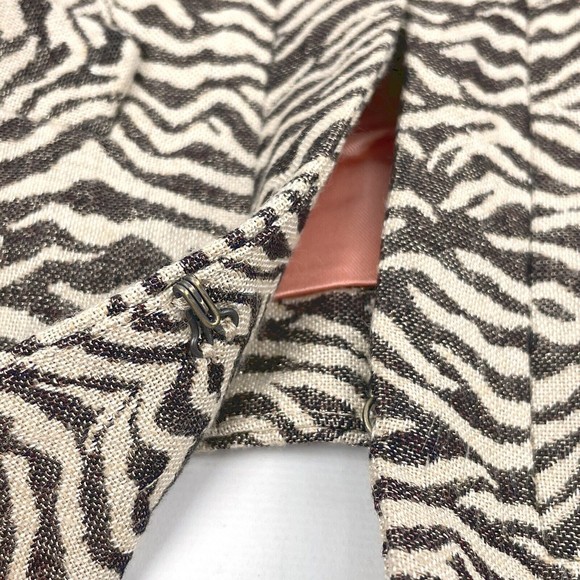 NOS Dana Buchman Petite Women's Sz 4P Chocolate Zebra Striped Collarless Jacket - Picture 15 of 16